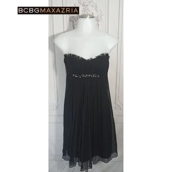 sachin and babi light blue dress BCBGMaxAzria | Dresses | Bcbgmaxazria All Silk Chiffon Black Strapless  Babydoll Dress Open Shoulder Sz 2